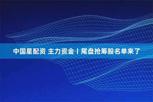 中国星配资 主力资金丨尾盘抢筹股名单来了