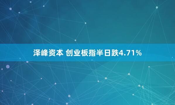 泽峰资本 创业板指半日跌4.71%